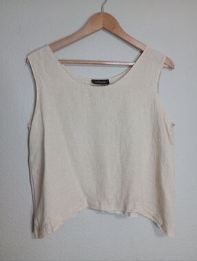 Eskandar Linen Boxy Tank Top Lagenlook Artsy Coastal Minimalist
